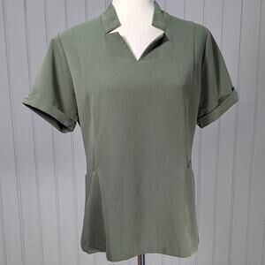 FIGS Inala Slim Scrub Top Moss Green Short Sleeves Limited Edition Medium